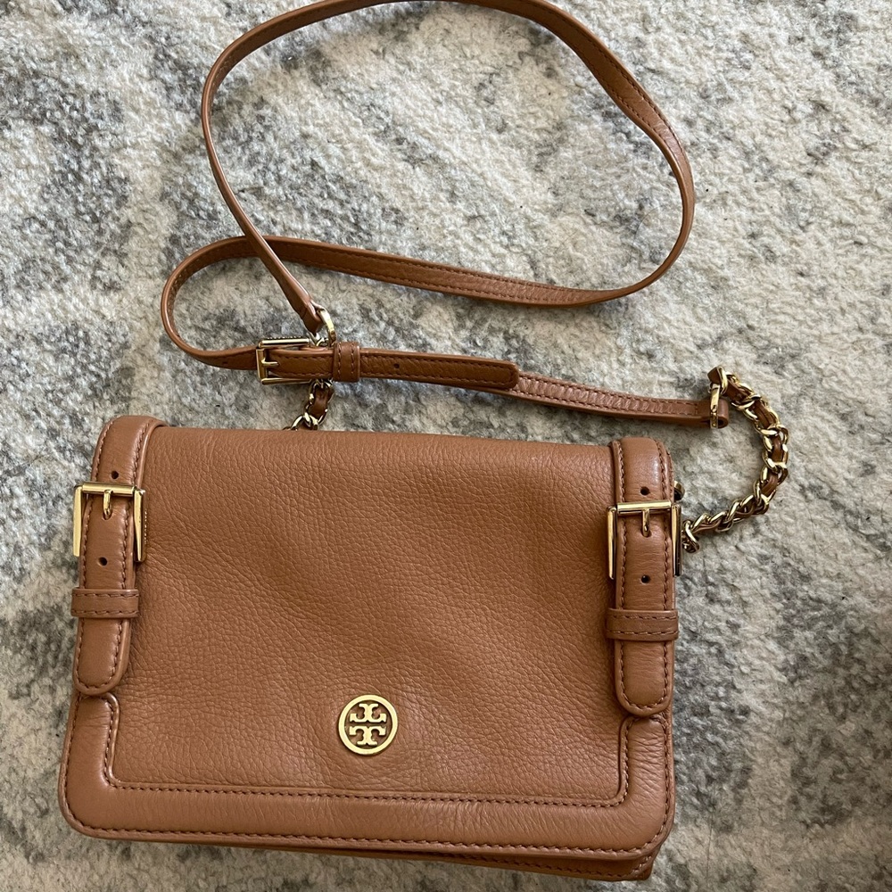 Tory Burch Tan Leather Crossbody with Gold Hardware
